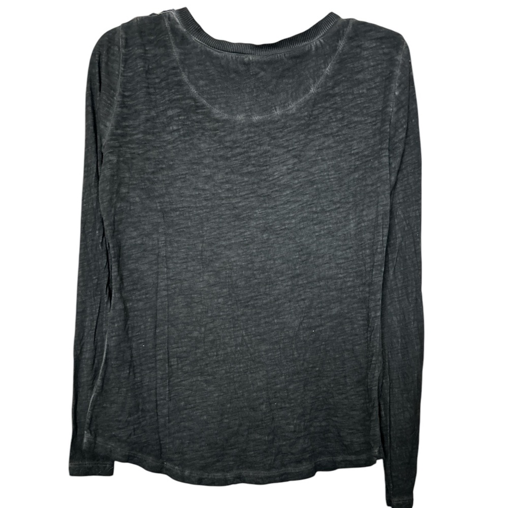 Free People Tiger Eyes Heathered Black Sequin Placket Henley tee - Picture 4 of 6